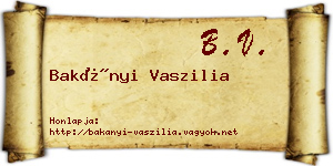 Bakányi Vaszilia névjegykártya
