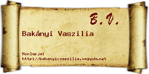 Bakányi Vaszilia névjegykártya